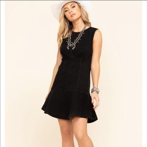 Free People Alex Black Denim Mini Dress Size 6
